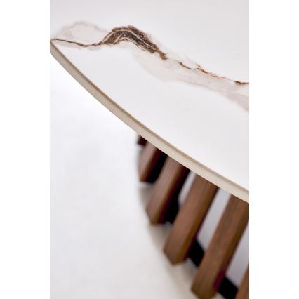 Table basse CARINA Ø 80 cm, brun/blanc, décor marbre