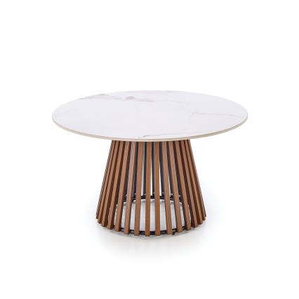 Table basse CARINA Ø 80 cm, brun/blanc, décor marbre