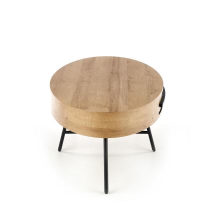 Table basse avec tiroir CAROLINA 41x120 cm doré chêne/noir