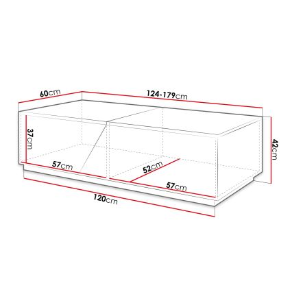 Table basse CEELIAS 42 x 124 cm blanc/chêne Wotan