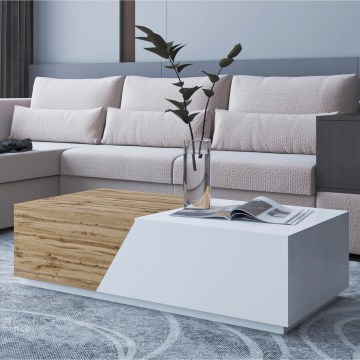 Table basse CEELIAS 42x124 cm blanc/chêne Wotan