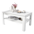 Table basse convertible avec plateau relevable et étagère ADEN blanche