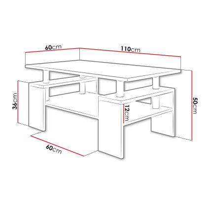 Table basse CUBE 50x110 cm blanc