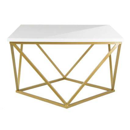 Table basse CURVED 62x62 cm laiton/blanc