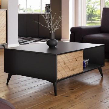 Table basse DIAMANT 40x104 cm noir/chêne evoke