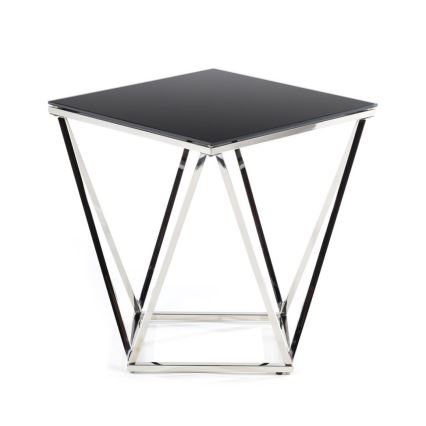 Table basse DIAMANTA 50x50 cm chrome brillant/noir