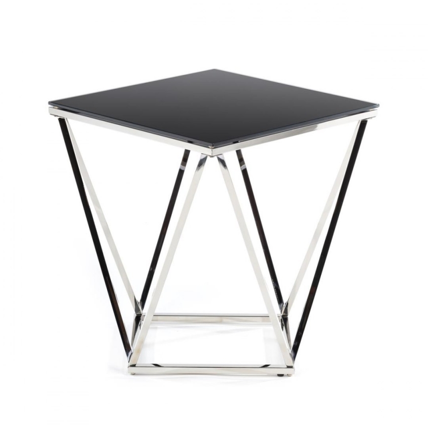 Table basse DIAMANTA 50x50 cm chrome brillant/noir