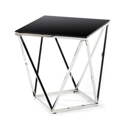 Table basse DIAMANTA 50x50 cm chrome brillant/noir