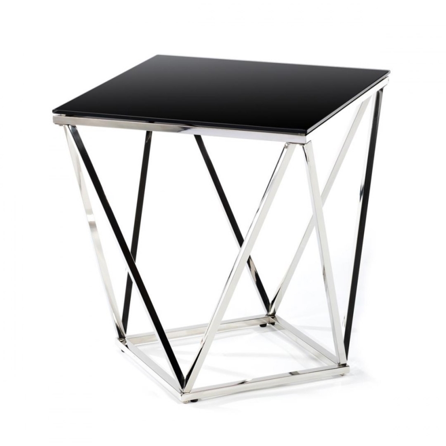Table basse DIAMANTA 50x50 cm chrome brillant/noir