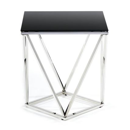 Table basse DIAMANTA 50x50 cm chrome brillant/noir