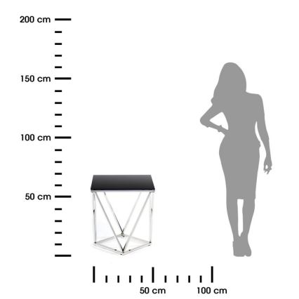 Table basse DIAMANTA 50x50 cm chrome brillant/noir
