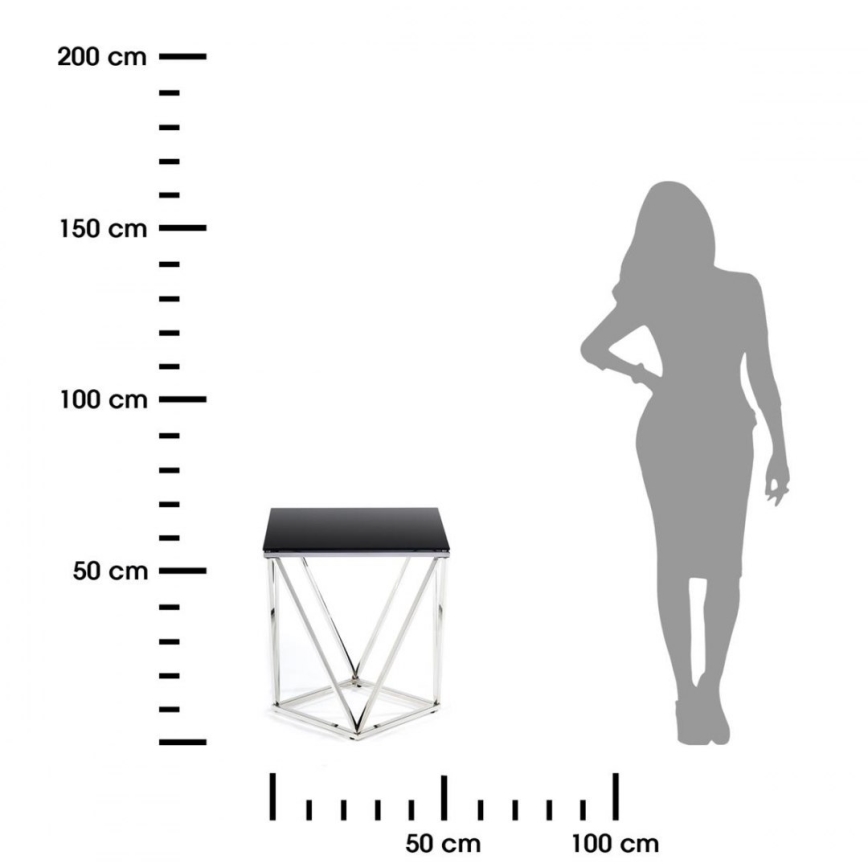 Table basse DIAMANTA 50x50 cm chrome brillant/noir