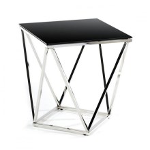 Table basse DIAMANTA 50x50 cm chromée/noire
