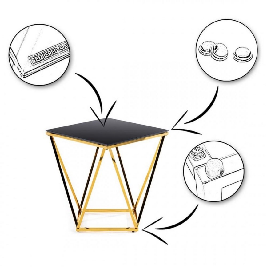 Table basse DIAMANTA 50x50 cm dorée/noire