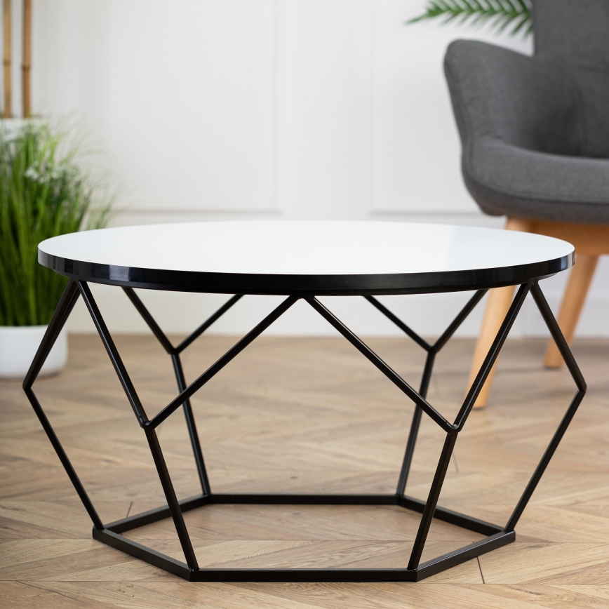 Table basse DIAMOND 40x70 cm blanc/noir