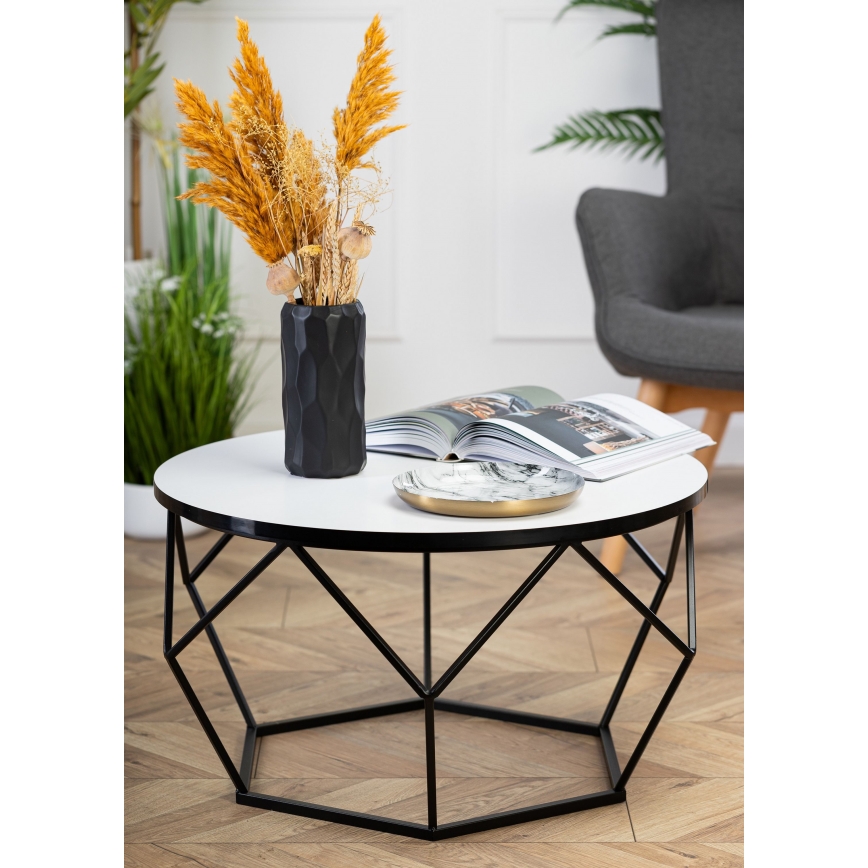 Table basse DIAMOND 40x70 cm blanc/noir