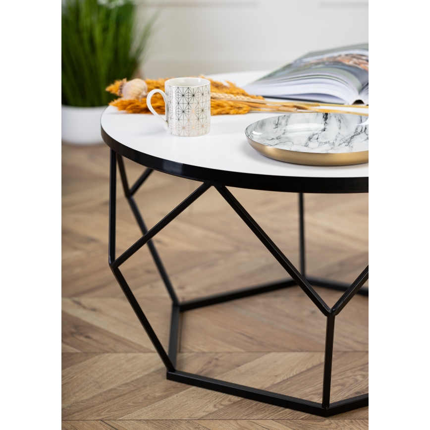Table basse DIAMOND 40x70 cm blanc/noir
