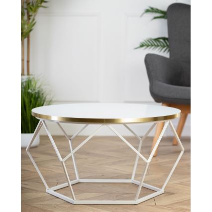 Table basse DIAMOND 40x70 cm doré/blanc