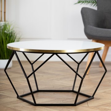 Table basse DIAMOND 40x70 cm doré/noir/blanc
