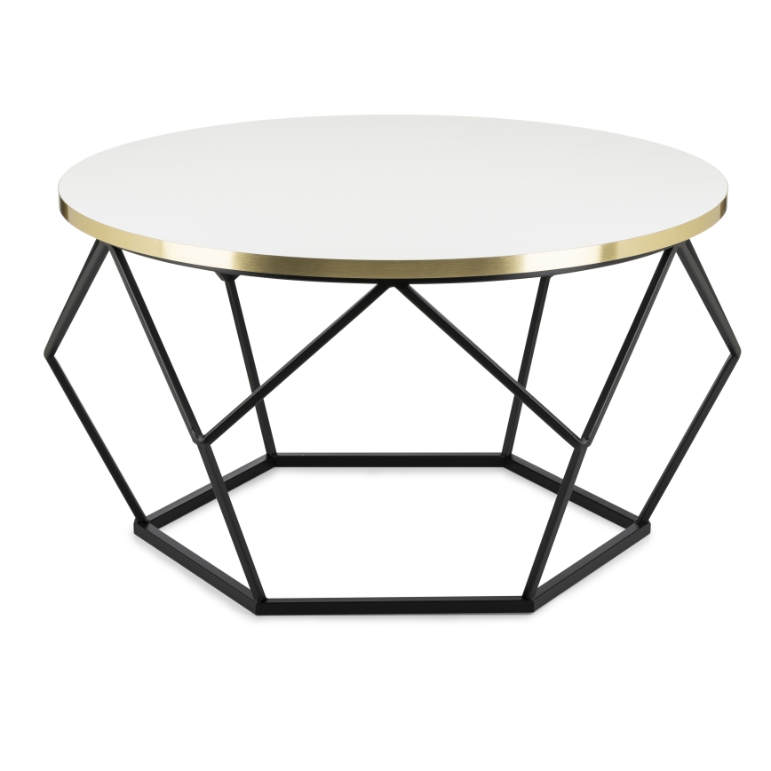Table basse DIAMOND 40x70 cm doré/noir/blanc