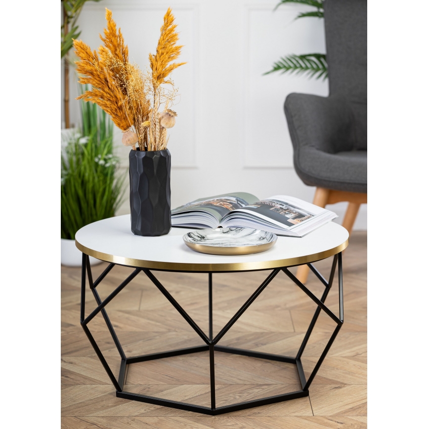 Table basse DIAMOND 40x70 cm doré/noir/blanc