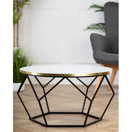 Table basse DIAMOND 40x70 cm doré/noir/blanc