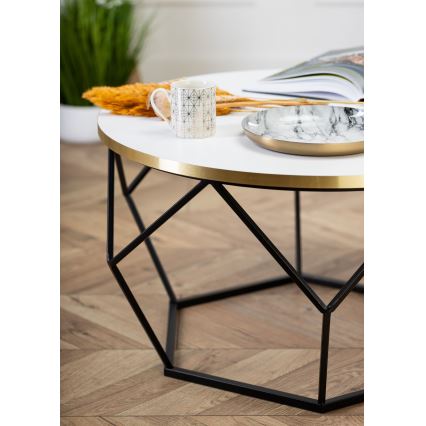 Table basse DIAMOND 40x70 cm doré/noir/blanc