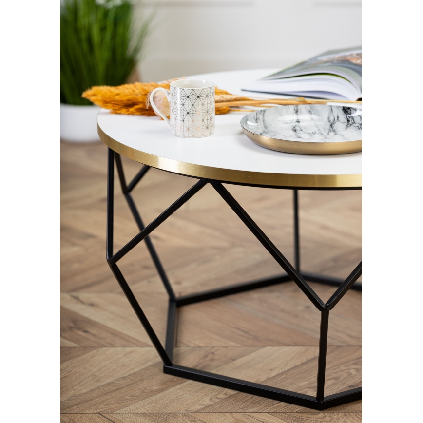 Table basse DIAMOND 40x70 cm doré/noir/blanc