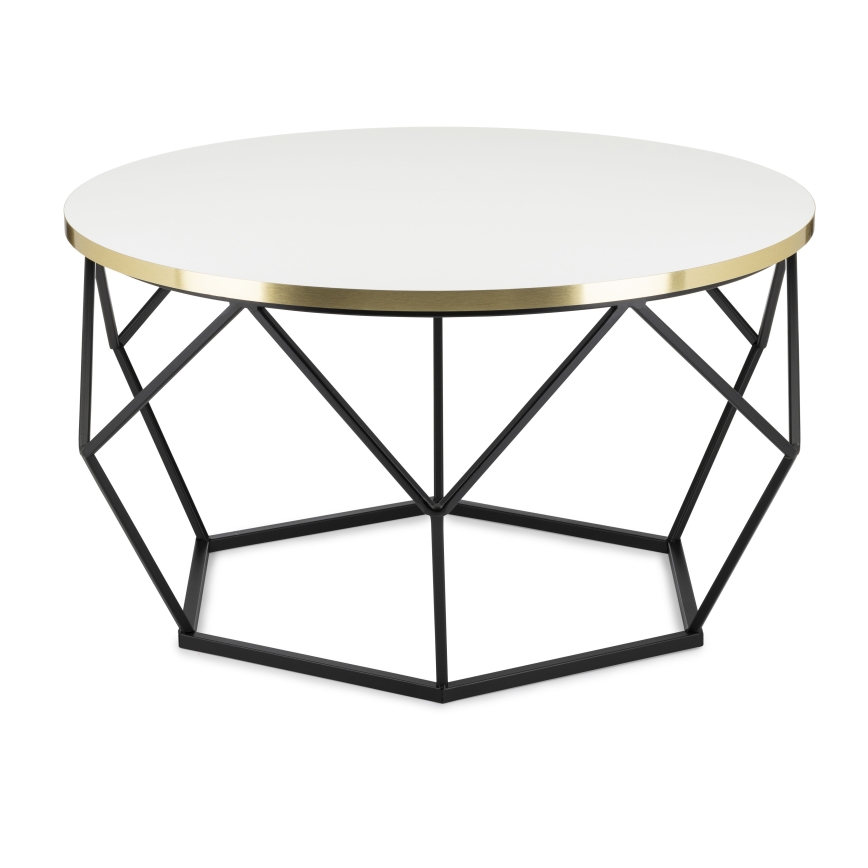 Table basse DIAMOND 40x70 cm doré/noir/blanc