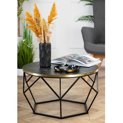 Table basse DIAMOND 40x70 cm noir/doré