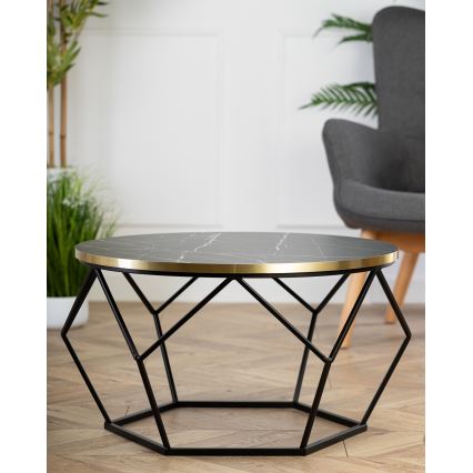 Table basse DIAMOND 40x70 cm noir/doré