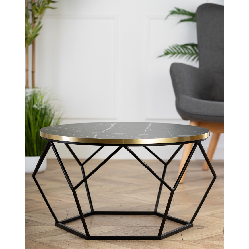 Table basse DIAMOND 40x70 cm noir/doré