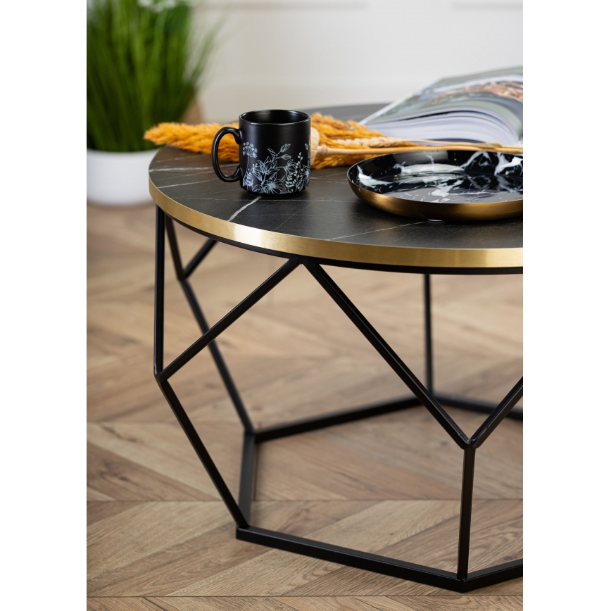 Table basse DIAMOND 40x70 cm noir/doré