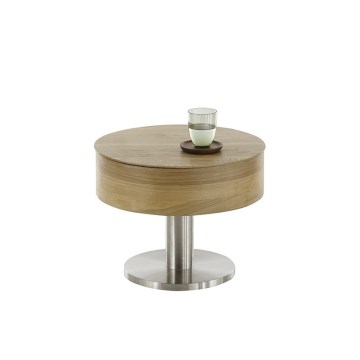 Table basse ELEMENT à plateau relevable, diamètre 60 cm, chêne/argenté
