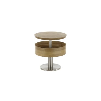 Table basse ELEMENT à plateau relevable, diamètre 60 cm, chêne/argenté