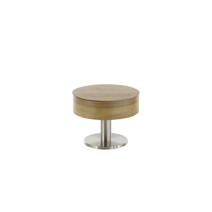 Table basse ELEMENT à plateau relevable, diamètre 60 cm, chêne/argenté