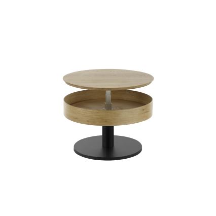 Table basse ELEMENT avec plateau relevable Ø 75 cm chêne/noir