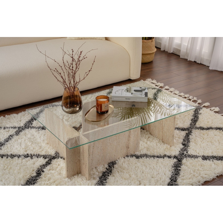 Table basse ESCAPE 105x65 cm beige/transparent