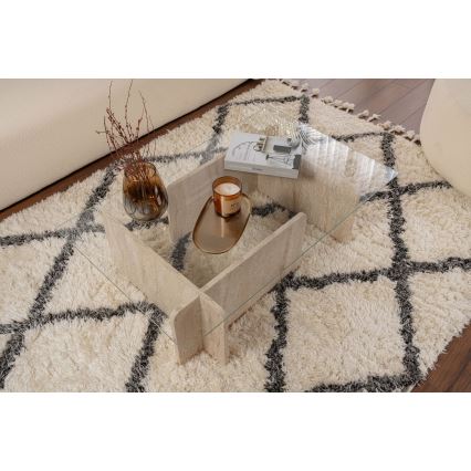 Table basse ESCAPE 105x65 cm beige/transparent