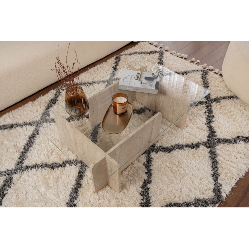 Table basse ESCAPE 105x65 cm beige/transparent