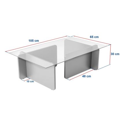 Table basse ESCAPE 105x65 cm beige/transparent