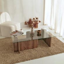Table basse ESCAPE 30x105 cm marron/transparent