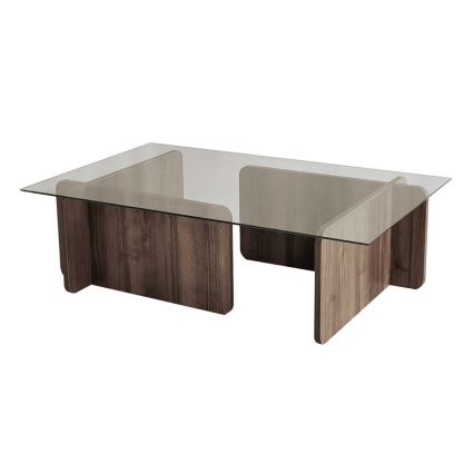 Table basse ESCAPE 30x105 cm marron/transparent