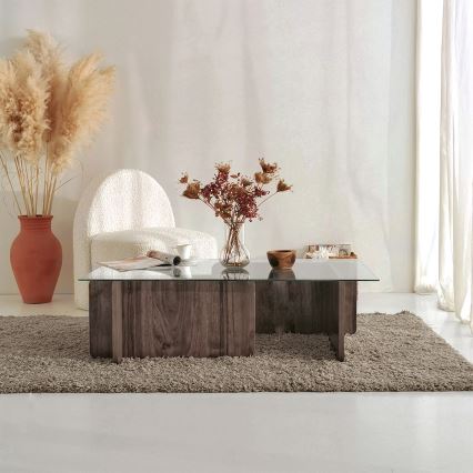 Table basse ESCAPE 30x105 cm marron/transparent