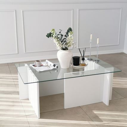 Table basse ESCAPE 40x105 cm blanc/transparent