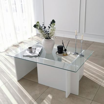 Table basse ESCAPE 40x105 cm blanc/transparent