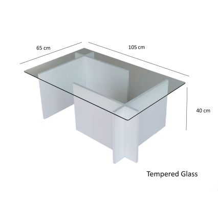 Table basse ESCAPE 40x105 cm blanc/transparent