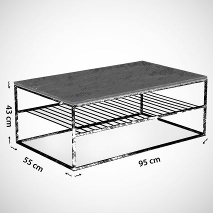 Table basse ETNA 43x95 cm blanche/noire