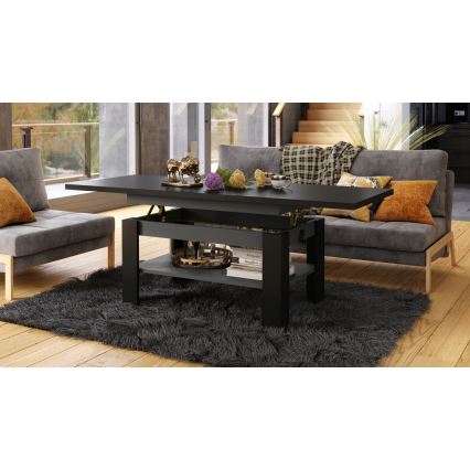 Table basse extensible avec plateau relevable ROY 130/170x65 cm noir/anthracite