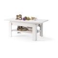 Table basse extensible ROY 130/170x65 cm, blanche, avec plateau relevable